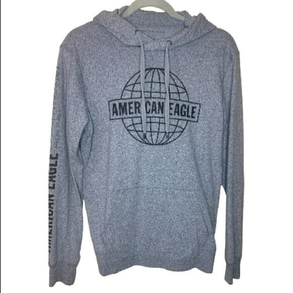 American Eagle Outfitters Tops - 𝅺american Eagle hoodie lightweight gray graphic size extra small